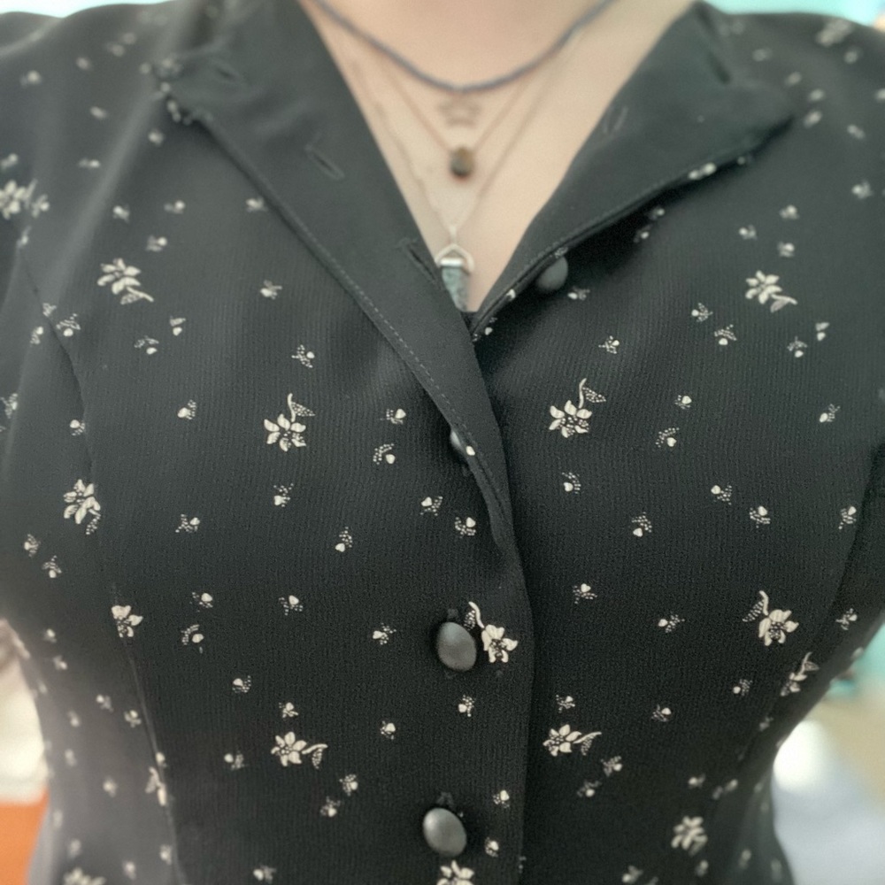 Long black flowery dress